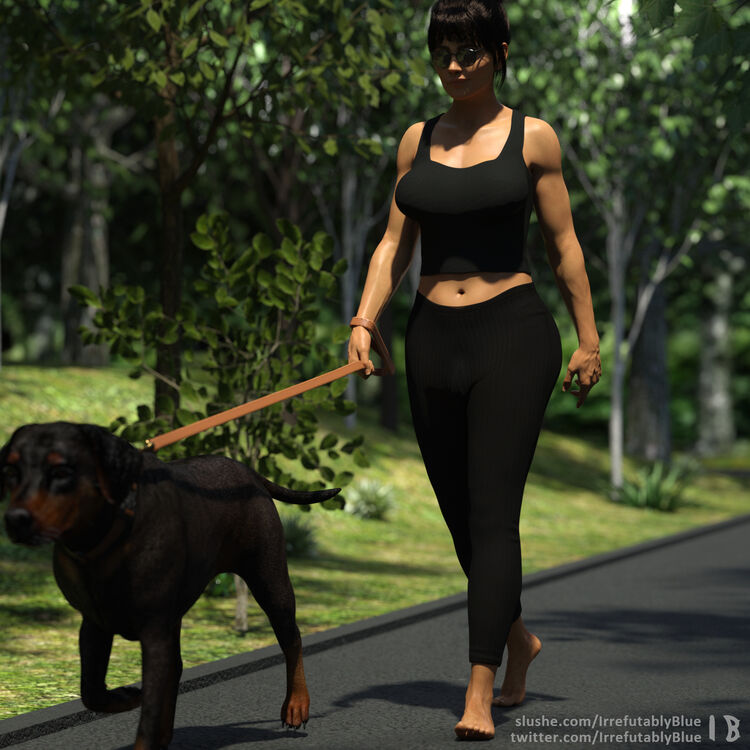 Chantal Walking Her Dog